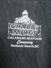 Load image into Gallery viewer, Crabby Mikes Shirt Womens Small Black Calabash Seafood Surfside Beach SC Ladies
