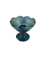 Load image into Gallery viewer, Vintage Carnival Glass Iridescent Harvest Blue Candle Holder
