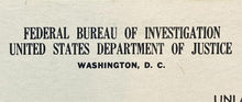 Load image into Gallery viewer, 1943 FBI Wanted Poster Issued by John Edgar Hoover for Escape Murder Ephemera
