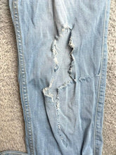 Load image into Gallery viewer, Hollister Jeans Adult 32x32 Blue Denim Destroyed Whiskered Tapered Thrashed Mens

