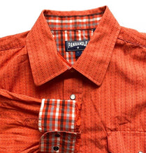 Load image into Gallery viewer, Panhandle Shirt Adult Large Coral Western Style Pearl Snaps Cuffs Contrast Mens
