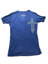 Load image into Gallery viewer, Affliction Shirt Womens Extra Large Blue Death Blade Los Angeles Grunge Y2K Lady
