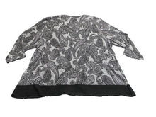 Load image into Gallery viewer, Ruby Rd Shirt Womens 1X Gray Black AOP Paisley Boho Spandex Tunic Blouse Plus
