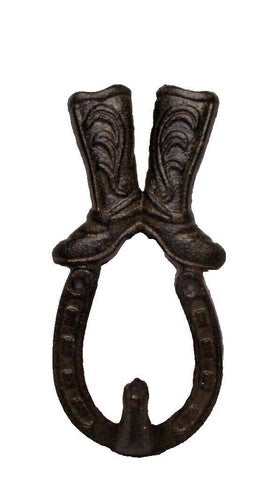 CAST IRON RUSTIC LOOK COWBOY BOOT HORSESHOE COAT HOOK 5