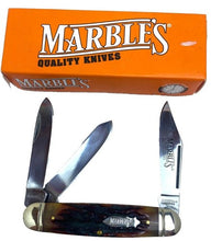 Load image into Gallery viewer, Marbles Fat Boy Stockman Pocket Knife 3 Blade Stag Bone MR298 NEW
