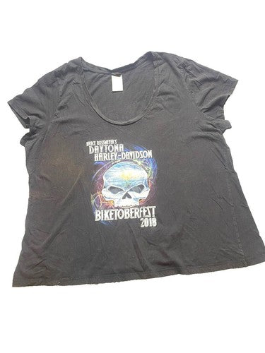 Harley Davidson Shirt Womens 2X Black Daytona Beach Biketoberfest Plus Ladies