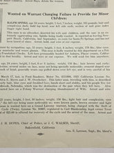 Load image into Gallery viewer, 1925 Wanted Poster Flyer Failure to Provide for Minor Children Photo Antique
