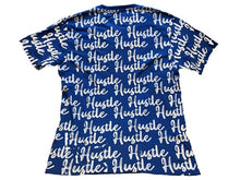 Load image into Gallery viewer, Encrypted Shirt Mens Extra Large Blue Spell Out HUSTLE AOP Hip Hop Skater Grunge
