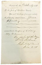 Load image into Gallery viewer, 1893 Jail Discharge Paper Georgia Poisoner County Jailer Antique Ephemera
