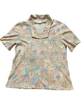 Load image into Gallery viewer, VTG Handmade Shirt Womens Extra Large Peach Blue AOP Flower Hippie Peasant
