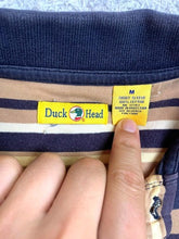 Load image into Gallery viewer, Duck Head Shirt Adult Medium Navy Brown Preppy Pocket Casual Golf Polo Mens
