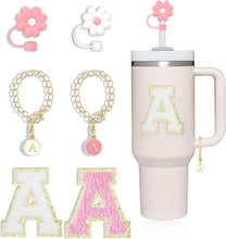 Load image into Gallery viewer, Stanley Cup Accessories Silicone Straw Cover Initial Charm Chenille Letter C 6pc
