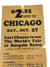 Load image into Gallery viewer, 1934 Pennsylvania Railroad Advertisement Chicago World's Fair Cardstock
