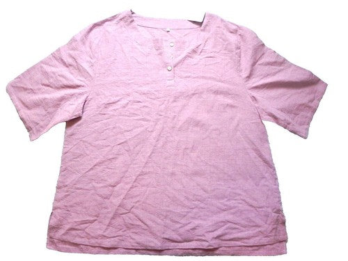 Minibee Shirt Womens 2XL XXL Henley Casual Short Sleeve Blouse Ladies NWT