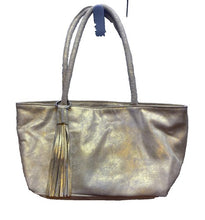 Load image into Gallery viewer, Olivia Riegel Purse Gold Shimmer Tassel Key Fob Luxury Wedding Formal Shoulder
