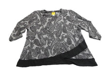 Load image into Gallery viewer, Ruby Rd Shirt Womens 1X Gray Black AOP Paisley Boho Spandex Tunic Blouse Plus
