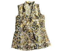 Load image into Gallery viewer, Banana Republic Shirt Womens PXS Yellow Brown Tank Ruffle Trim Blouse Petites
