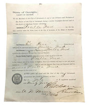 Load image into Gallery viewer, 1895 Arrest Warrant Disorderly Conduct Georgia County Jail Antique Ephemera

