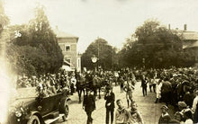 Load image into Gallery viewer, Vintage Real Photo Postcard Military Horse Carriage Street Parade Crowd RPPC

