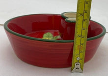 Load image into Gallery viewer, French Olive Dish Red Sunflower BonCera Hand Crafted NEW
