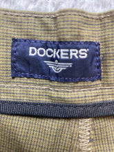 Load image into Gallery viewer, Dockers Pants Adult 38x32 Tan Navy Checkered Straight Trouser Pleated Dress Mens
