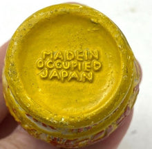 Load image into Gallery viewer, Vintage Occupied Japan Miniature Vase Red Yellow symbols Double Handle
