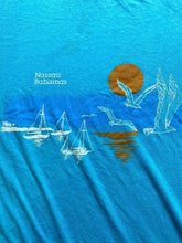 Load image into Gallery viewer, VTG Nassau Bahamas Shirt Womens Medium Single Stitch Sailboat Bird Blue 80s

