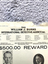 Load image into Gallery viewer, 1925 Wanted Poster International Detective Agency Theft Durant Motor $500 Reward
