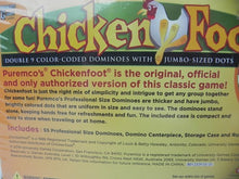 Load image into Gallery viewer, ChickenFoot Professional Size Double 9 color Jumbo Dot Dominoes University Games
