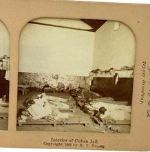 Load image into Gallery viewer, 1899 Stereoscope Photo Card Inside Cuban Jail Antique Tissue Back RY Young
