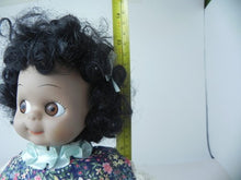 Load image into Gallery viewer, Vintage Brinns Porcelain Doll Black Curly Hair Floral Dress Soft Body - 13" tall

