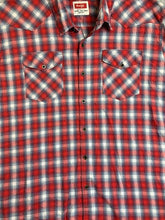 Load image into Gallery viewer, Wrangler Shirt Adult 3XL XXXL Red White Plaid Button Up Flannel Spandex Mens
