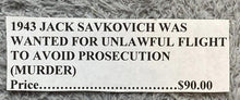 Load image into Gallery viewer, 1943 FBI Wanted Poster Issued by John Edgar Hoover for Escape Murder Ephemera
