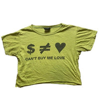 Load image into Gallery viewer, VTG Can't by Me Love Shirt Womens Medium Green Cropped 90s Lennon McCartney Lady
