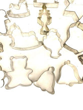 Load image into Gallery viewer, Vintage Cookie Cutter Lot of 15 Holiday Santa Christmas Tree Bell Metal Tin
