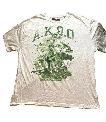 AKOO Shirt Adult 4XL XXL White The Weak Shall Be Eaten Hunting Rifle Nature Mens