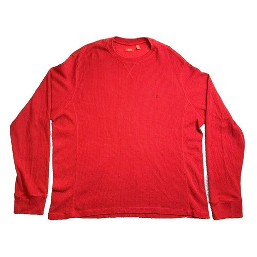 IZOD Shirt Adult 2XLT Red Waffle Knit Thermal Crew Neck Embroidered Logo Mens