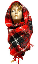 Load image into Gallery viewer, Victoria's Secret Scarf Warm Red Black Plaid Winter Angel Collection 12”x80”
