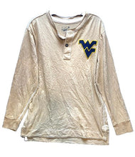 Load image into Gallery viewer, West Virginia Mountaineers Shirt Mens Medium Henley Yellowish-Tan Athleisure
