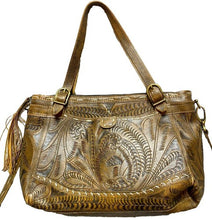 Load image into Gallery viewer, Labrado Leather Purse Tooled Cognac Brown Convertible Crossbody Western Bag
