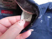 Load image into Gallery viewer, MBX Shirt Adult Large Navy Blue Denim Wear Jelly Fish AOP Slim Fit Button Up Men
