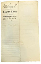 Load image into Gallery viewer, 1892 Convict Camp Requisition Jailer Prisoner Georgia Antique Ephemera
