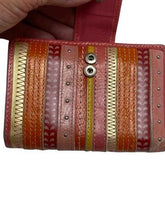 Load image into Gallery viewer, Fossil Wallet Card Holder Coins Pockets Studded Genuine Leather Pink Orange
