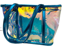 Load image into Gallery viewer, Clear Purse Blue Iridescent Shoulder Strap Concert Festival NEW

