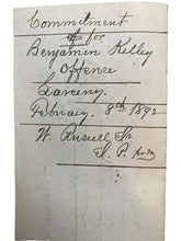 Load image into Gallery viewer, 1892 Commitment Document Larceny Theft Antique Ephemera Notary Seal
