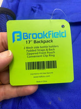 Load image into Gallery viewer, Brookfield Backpack 17" Mesh Side Bottles Padded Straps Travel School Bag NWT
