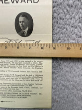 Load image into Gallery viewer, 1925 Wanted Poster International Detective Agency Theft Durant Motor $500 Reward
