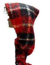 Load image into Gallery viewer, Victoria's Secret Scarf Warm Red Black Plaid Winter Angel Collection 12”x80”
