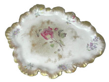 Load image into Gallery viewer, Antique Devon Roses Hand Painted Porcelain Trinket Tray Cheese Plate Stamped
