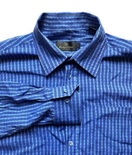 Load image into Gallery viewer, Bugatchi Uomo Shirt Adult Large Blue Button Up Rayon Blend Pocket Casual Mens
